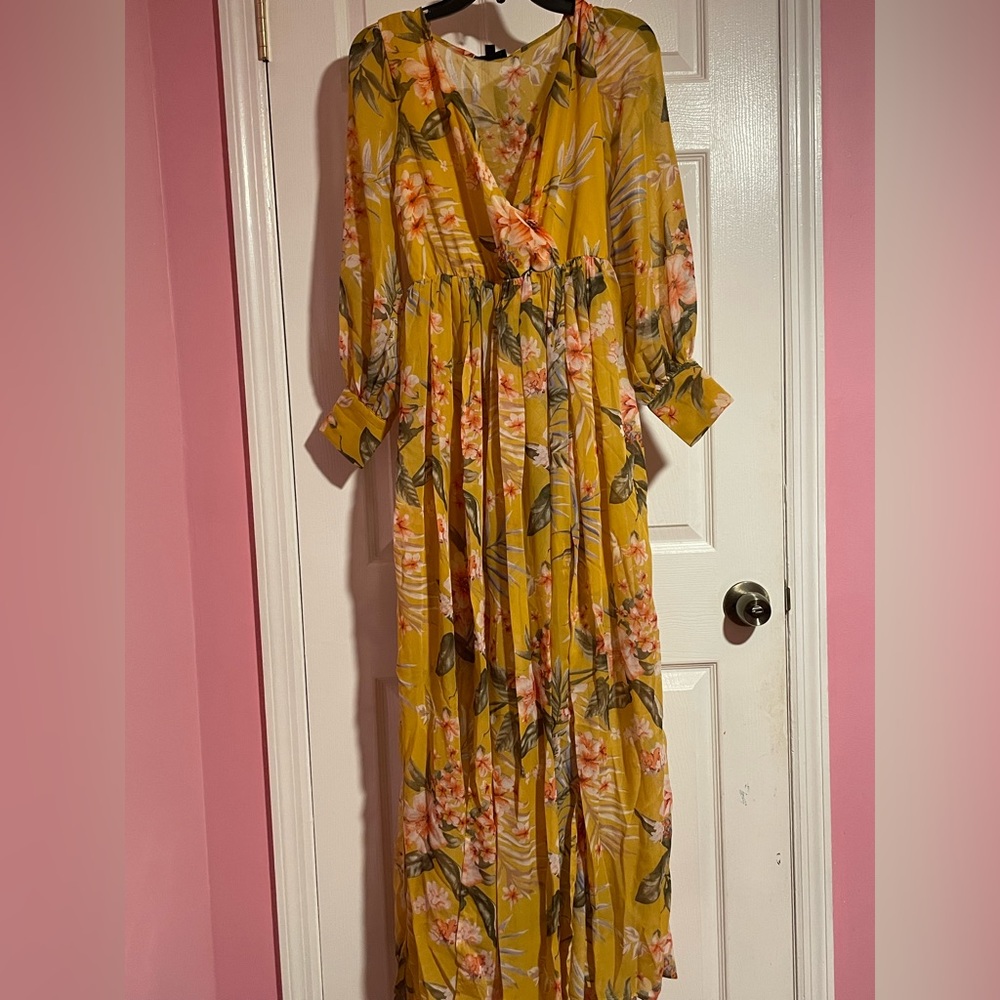 New Yellow Floral Maxi Dress